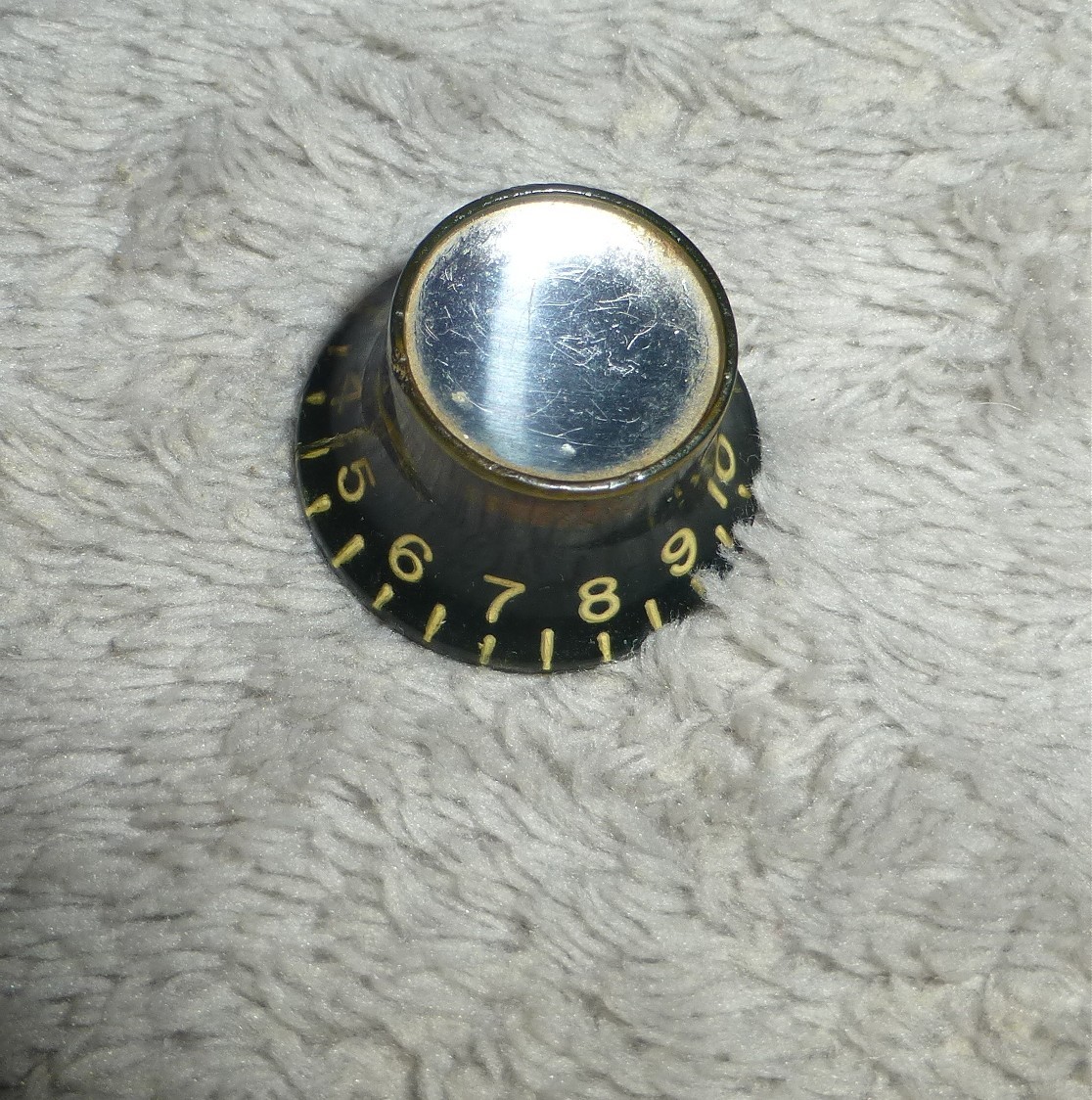Gibson Vintage 1962 Silver Top Reflector Knob 1962 thru mid '70s Edge Blem Good