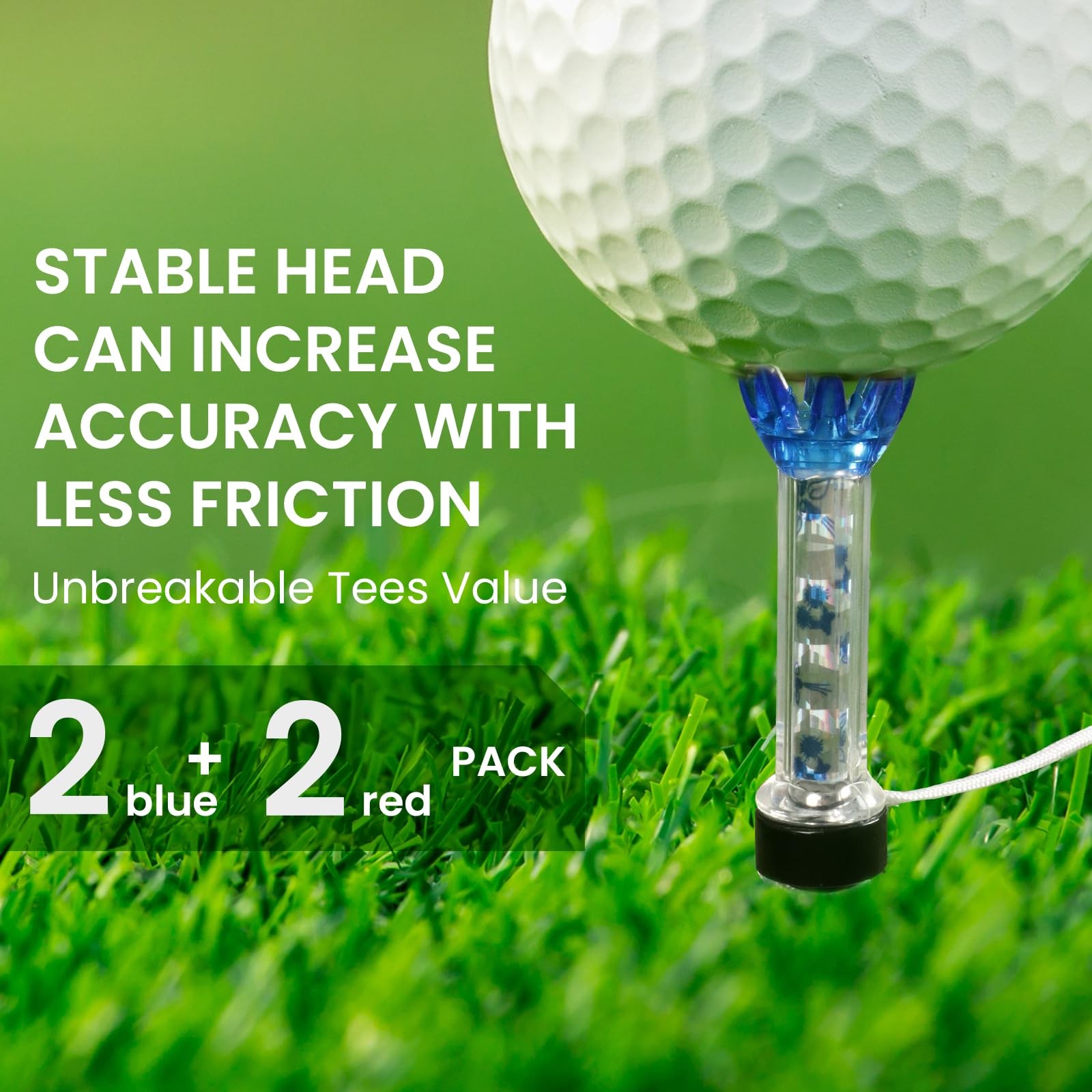 VEASAERS Golf Tees Unbreakable Plastic 4 Pack Magnetic Tees（Red&Blue）