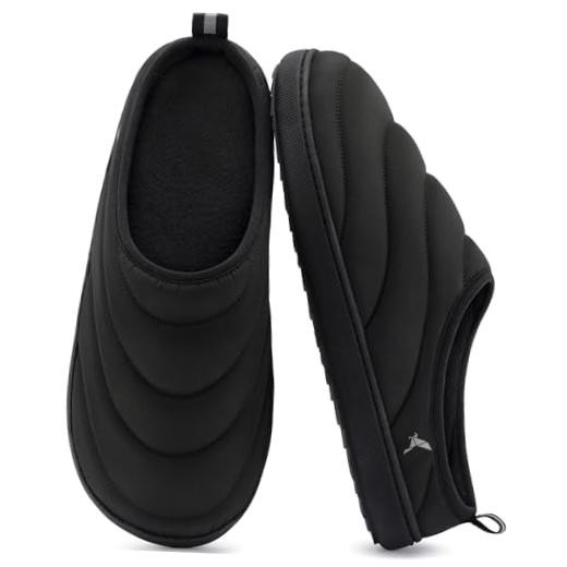 Men’s Trail-Therm Quilted Memory Foam Slippers for Camping and 9-10 Black