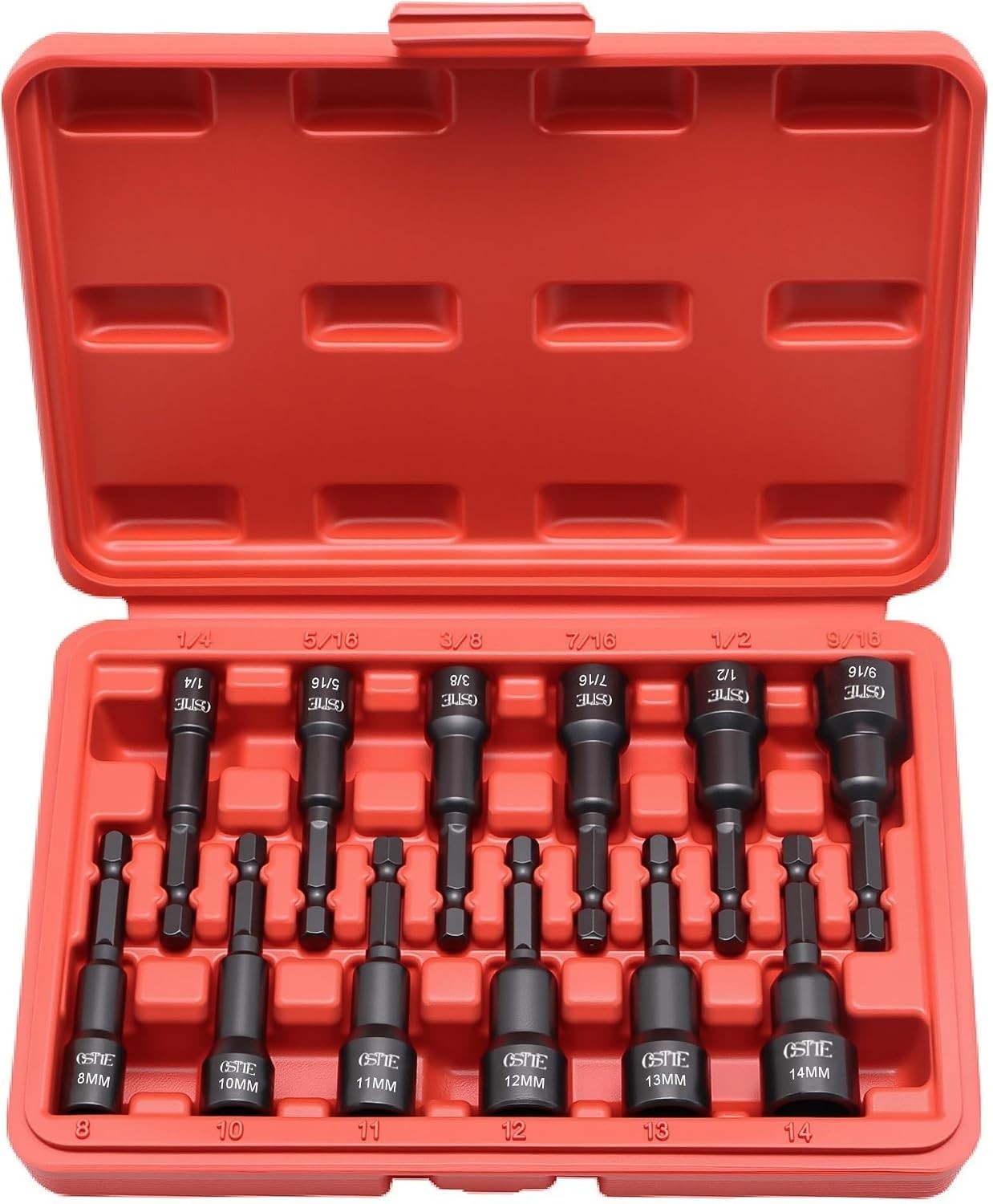12 PCS Magnetic Nut Driver Set Metric SAE 1/4 Hex Impact Sockets