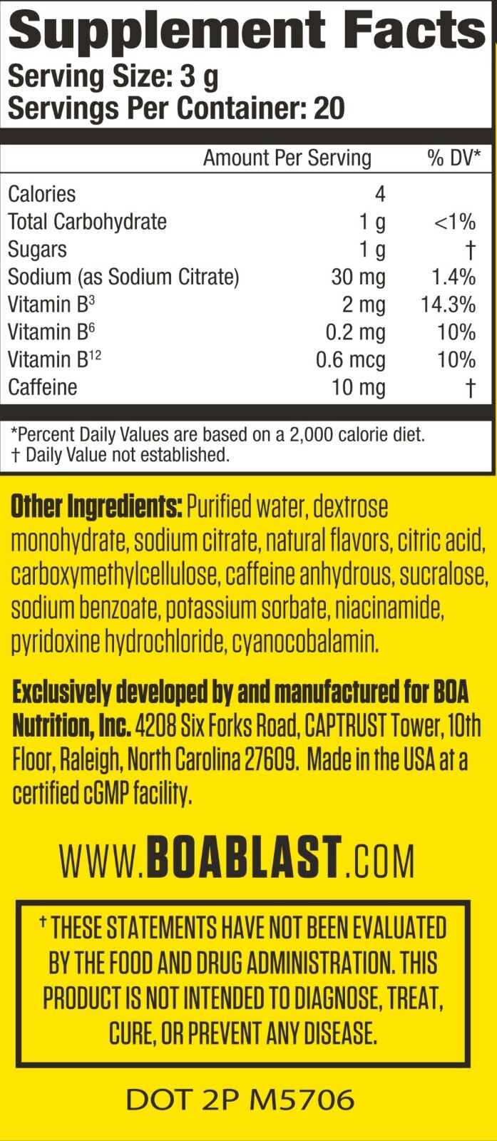 BOA IGNITE BLAST rapid caffeine, carbs, B vitamins - 2oz 3-pack - FREE SHIPPING