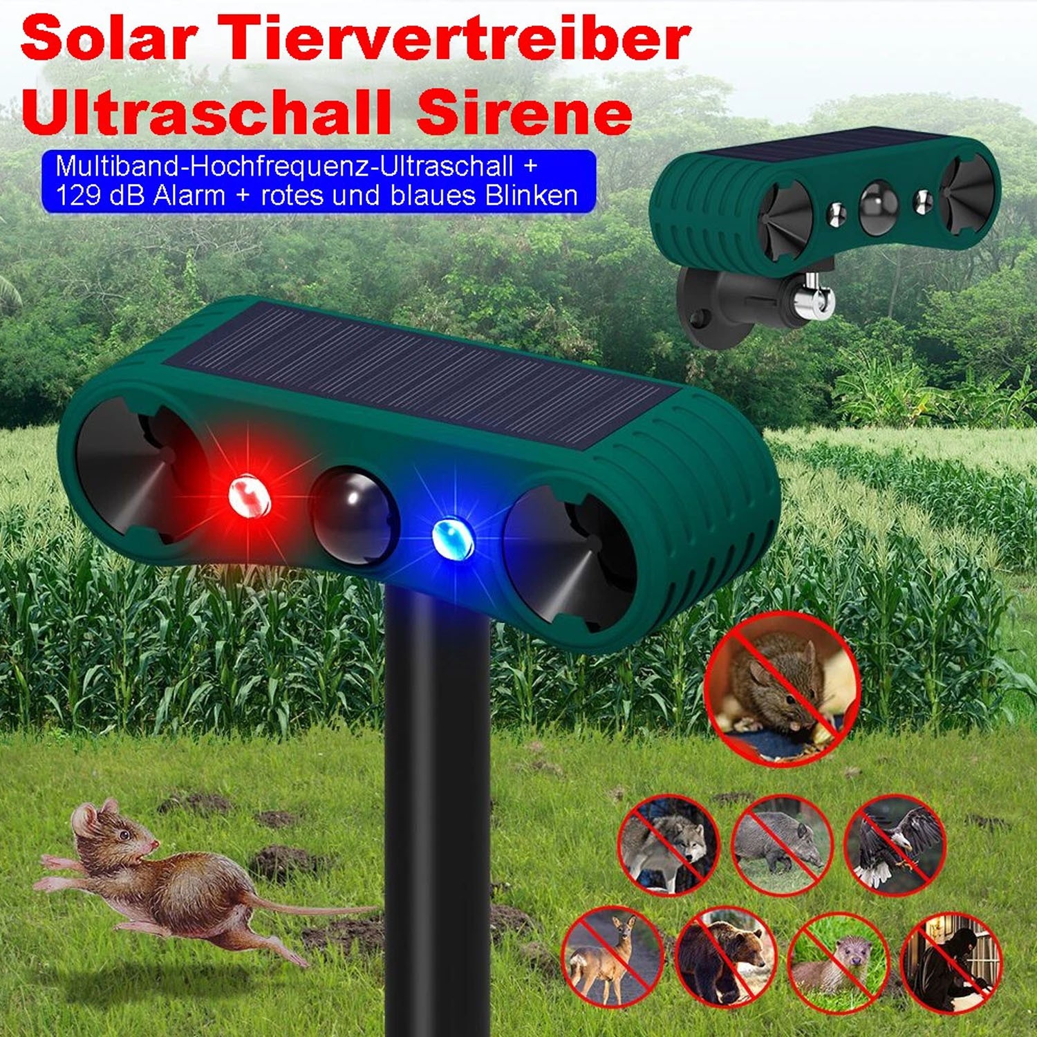 Outdoor Solar Wireless Motion Sensor Alarm Sound Detector 130db Loud Noise