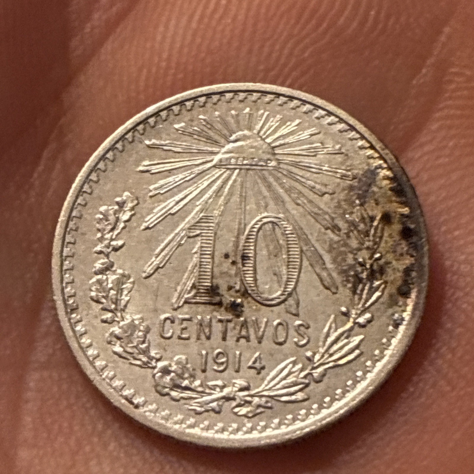 Mexico 1914 10 centavos Silver