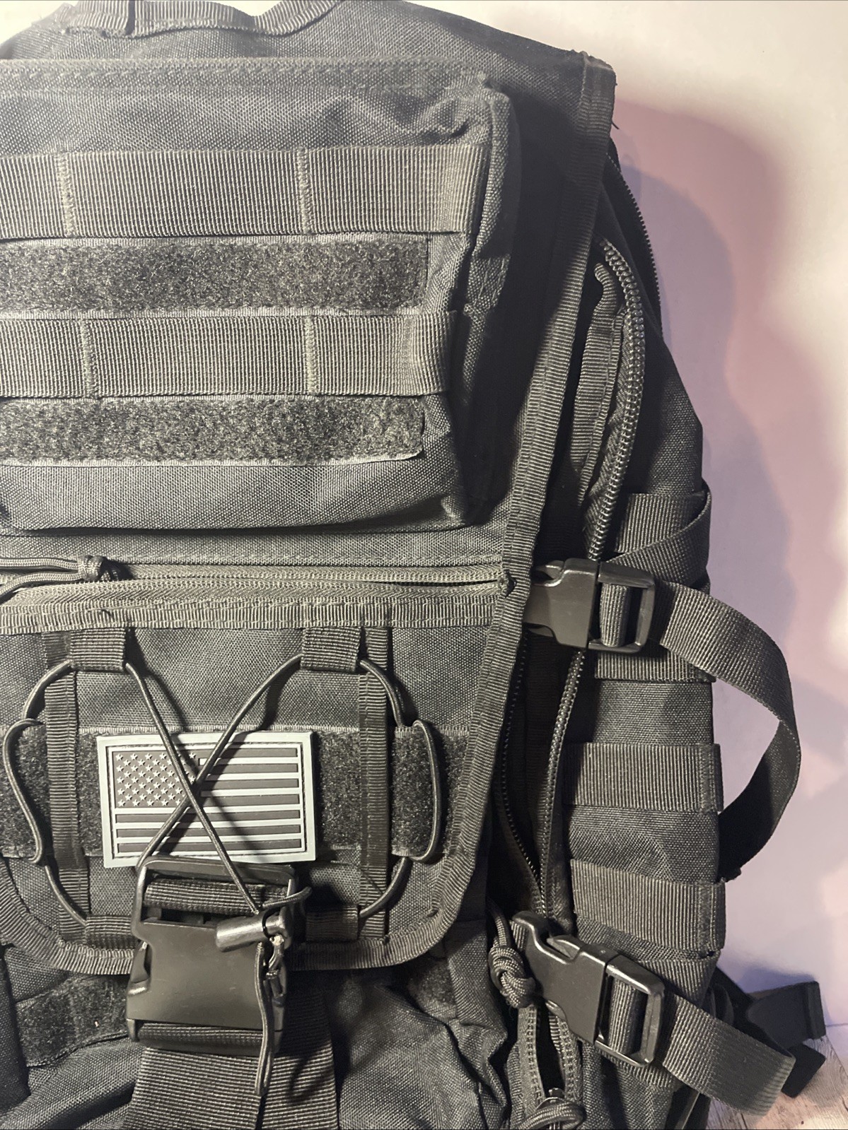 Large Black Military Style Tactical Backpack with many pockets for Storage