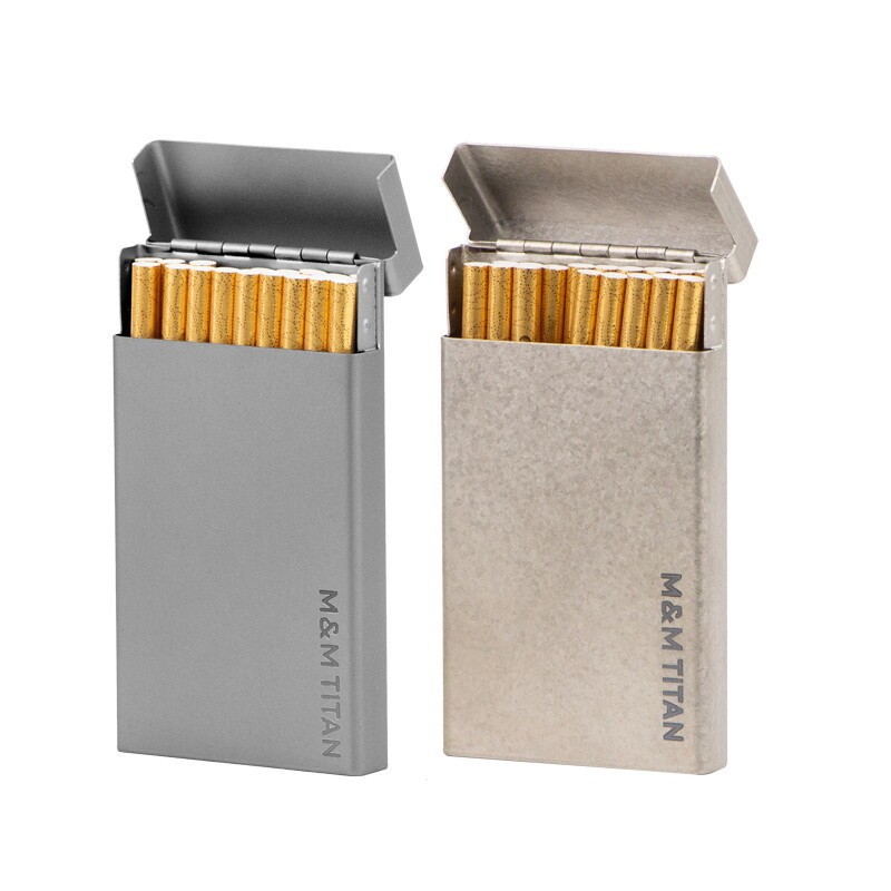 Pure Titanium Cigarette Box Smoker Portable The Pack Metal Protective Case Gift