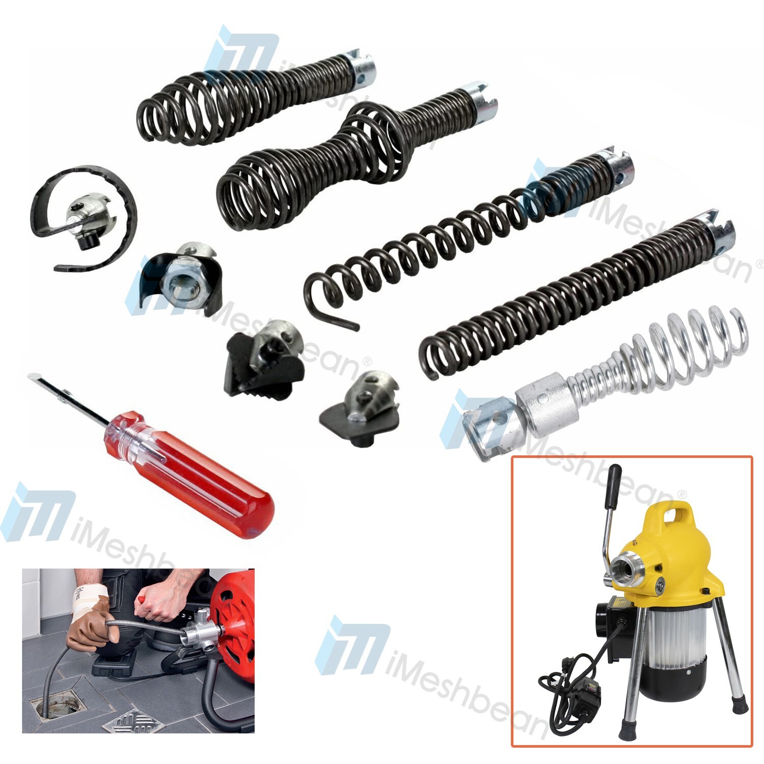 10PCS Cutter Set Drain Cleaner Plumbing Snake Tool Cable Auger Clog Sewer Pipe