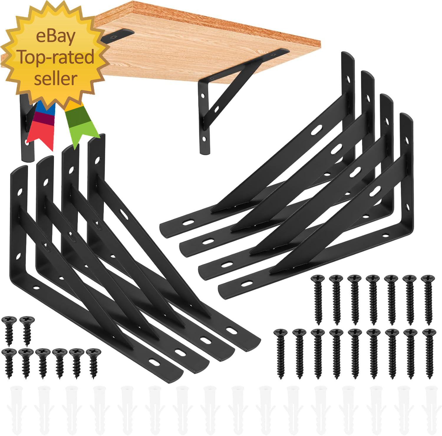Heavy Duty Shelf Brackets   8 Pcs L Shaped Metal Wall Mount Shelves Support