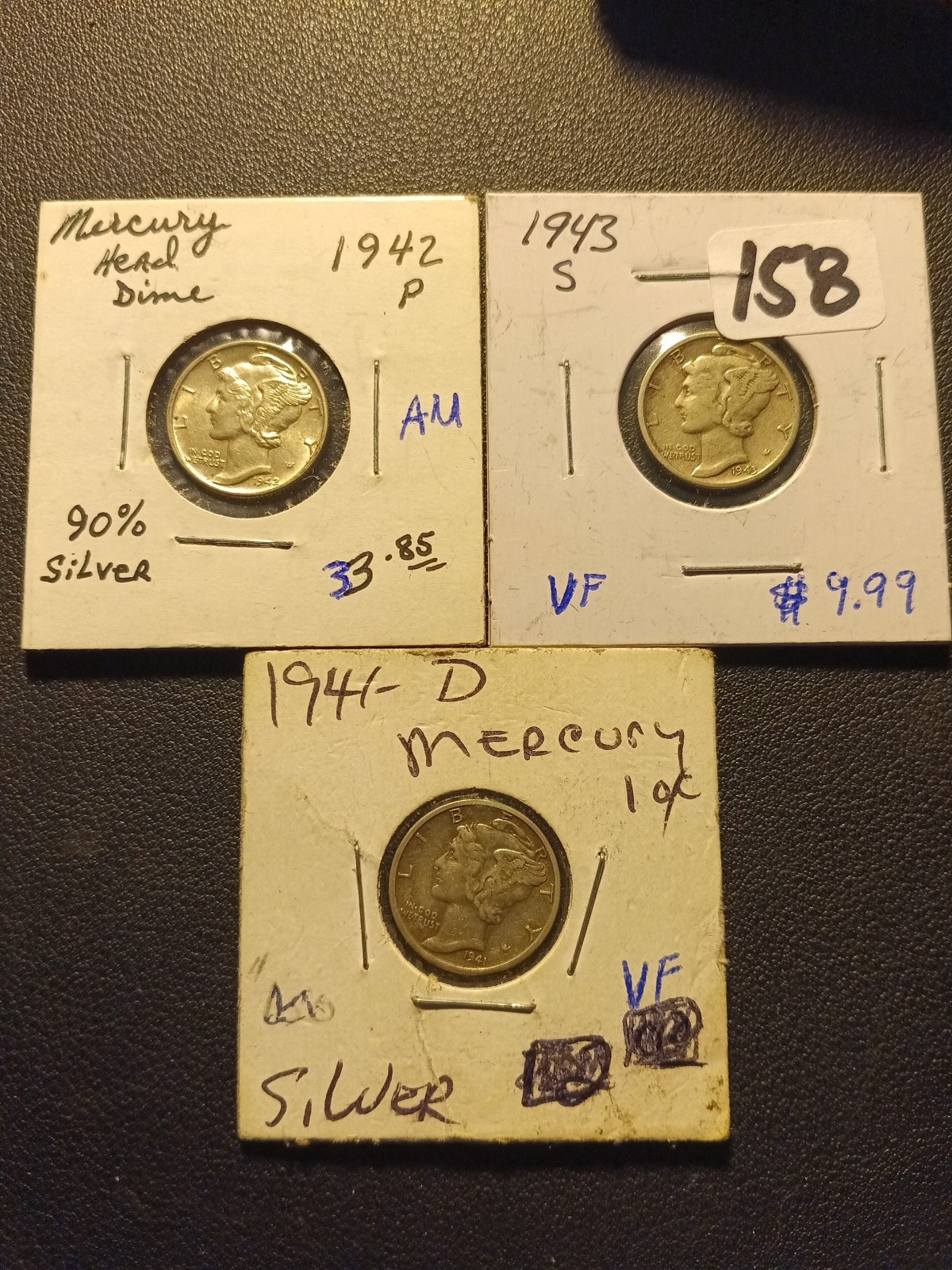 1941_D, 1942-P, And a 1943-S MERCURY DIME , 3 COIN'S