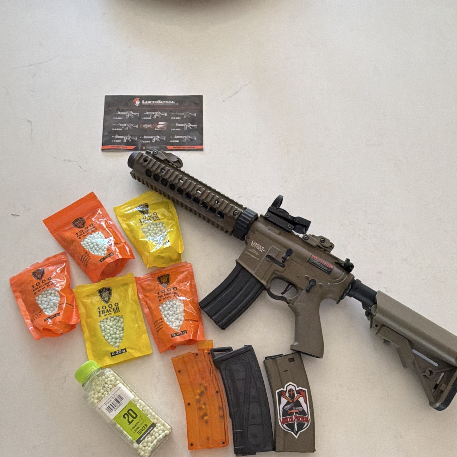 🔥Lancer Tactical LT15 Rifle w/ tracer unit, Red Dot Sight, 4 mags, ~6k bbs🔥