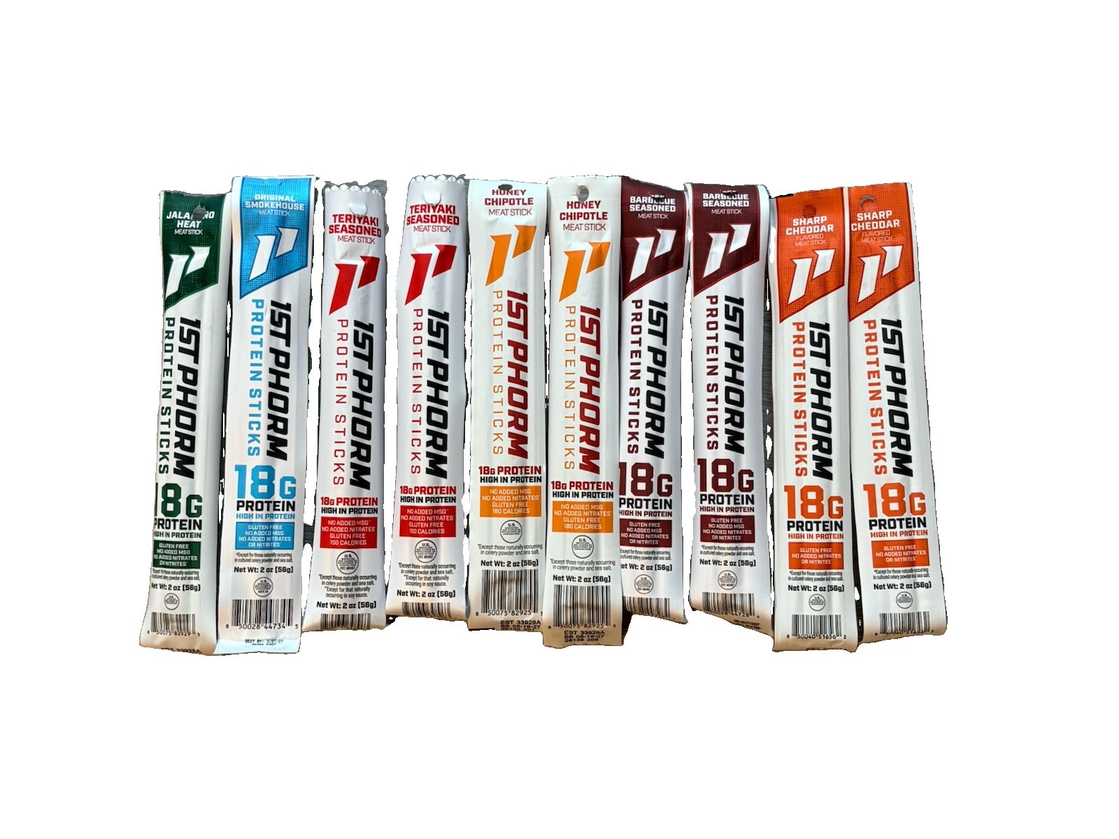 1st Phorm High Protein Meat Sticks, 10ct Variety Sampler. 10- 2oz Individuals