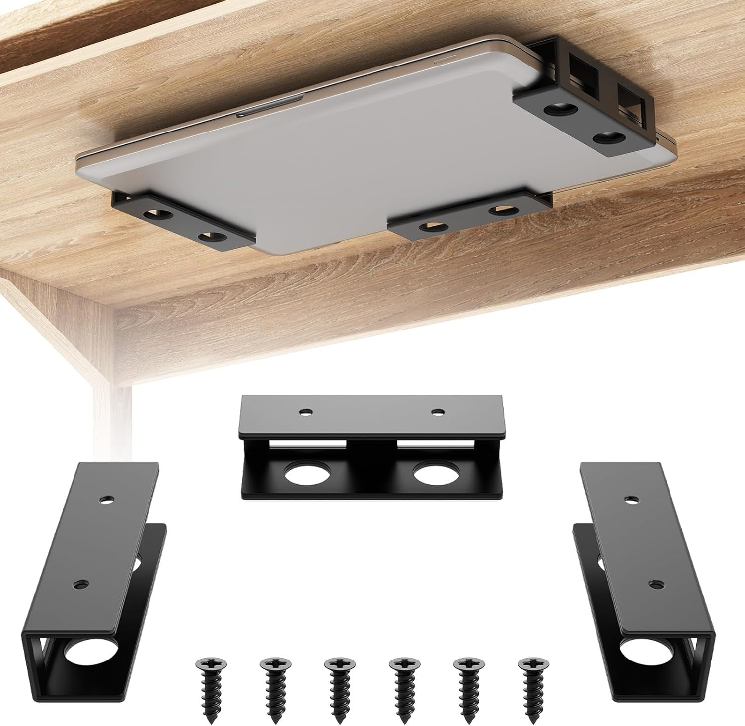 3 PCS under Desk Laptop Mount with Anti-Scratch Silicone Pad under Desk Holder M