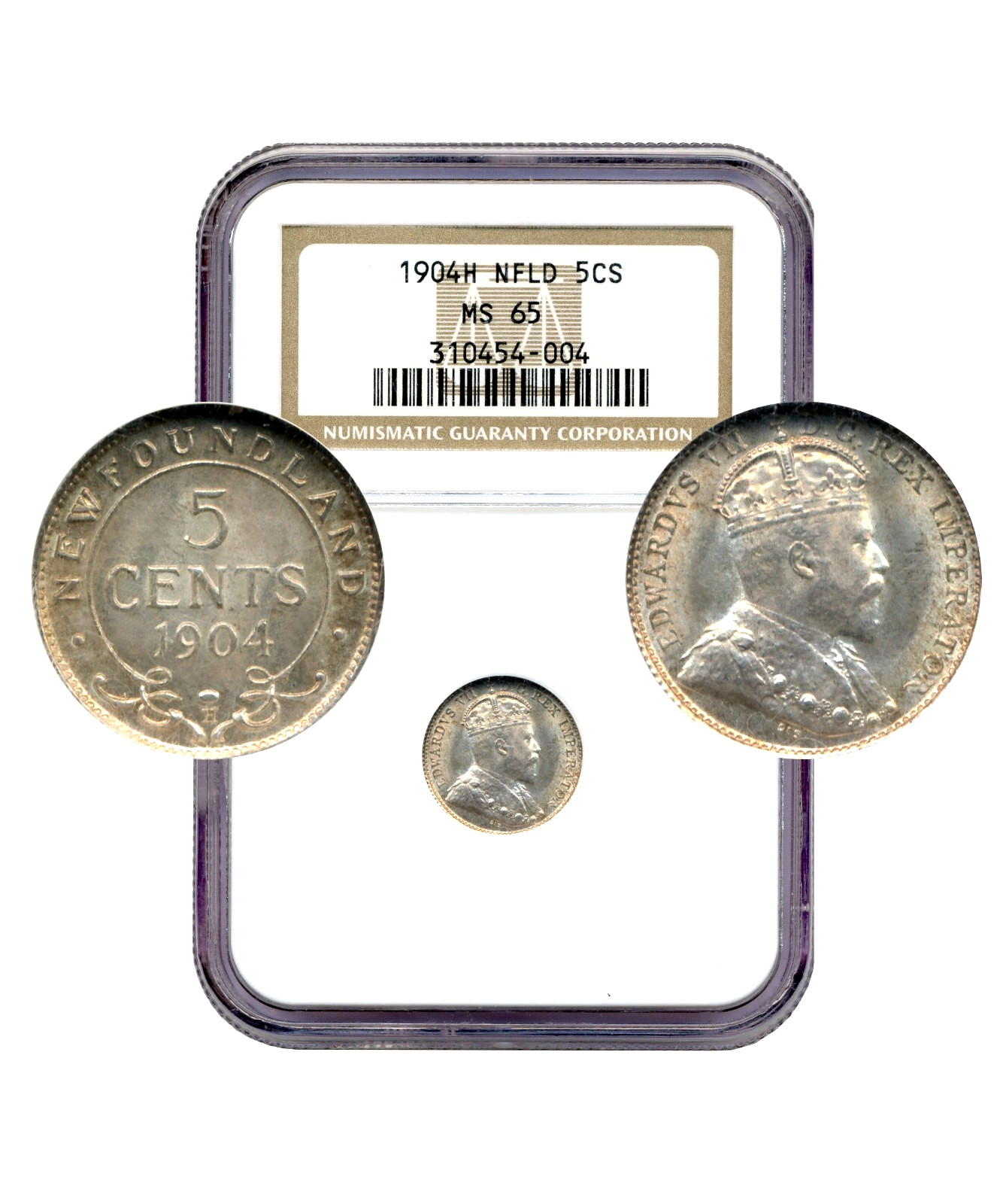 1904H Newfoundland 5 Cents - GEM Uncirculated, NGC MS65