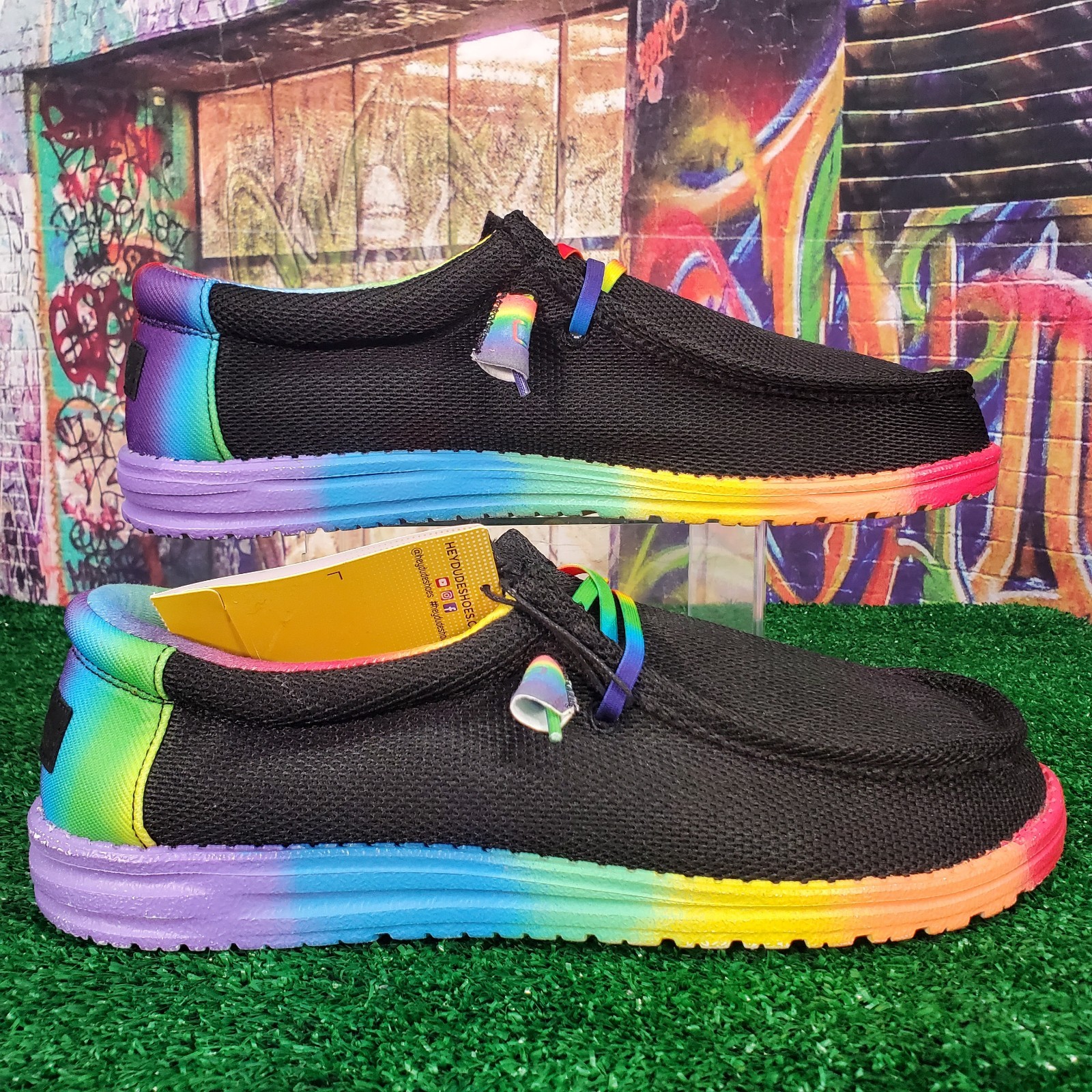 Hey Dude Wally Stretch HTF Pride Shoes Men 12 Rainbow New (C45)