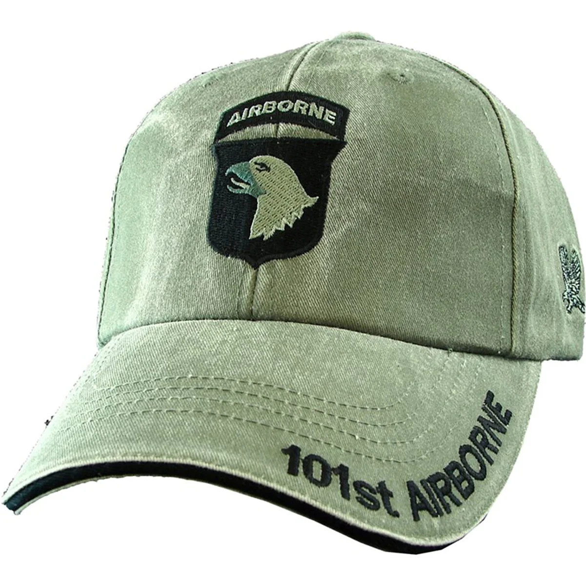 U.S. Army Hat / 101st Airborne Division Washed OD Green Baseball Cap