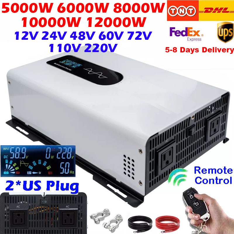 5000W 8000W 12000W Pure Sine Wave Inverter 12V 24V 48V 60V 72V 96V to 110V 220V