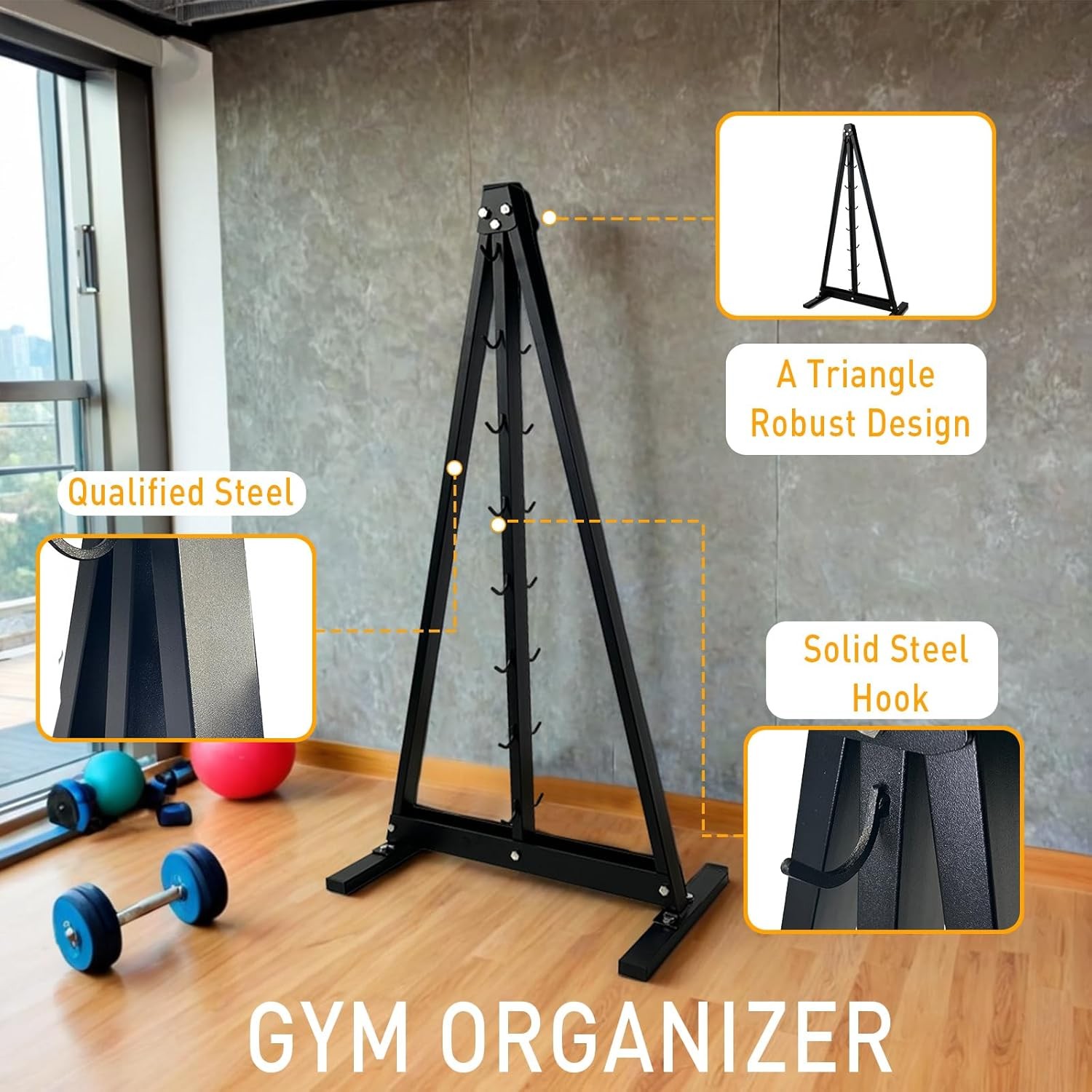 LAT Pull Down Bar Storage Rack for Mag Grip-Heavy Duty A-Frame Stand Gym Fitness