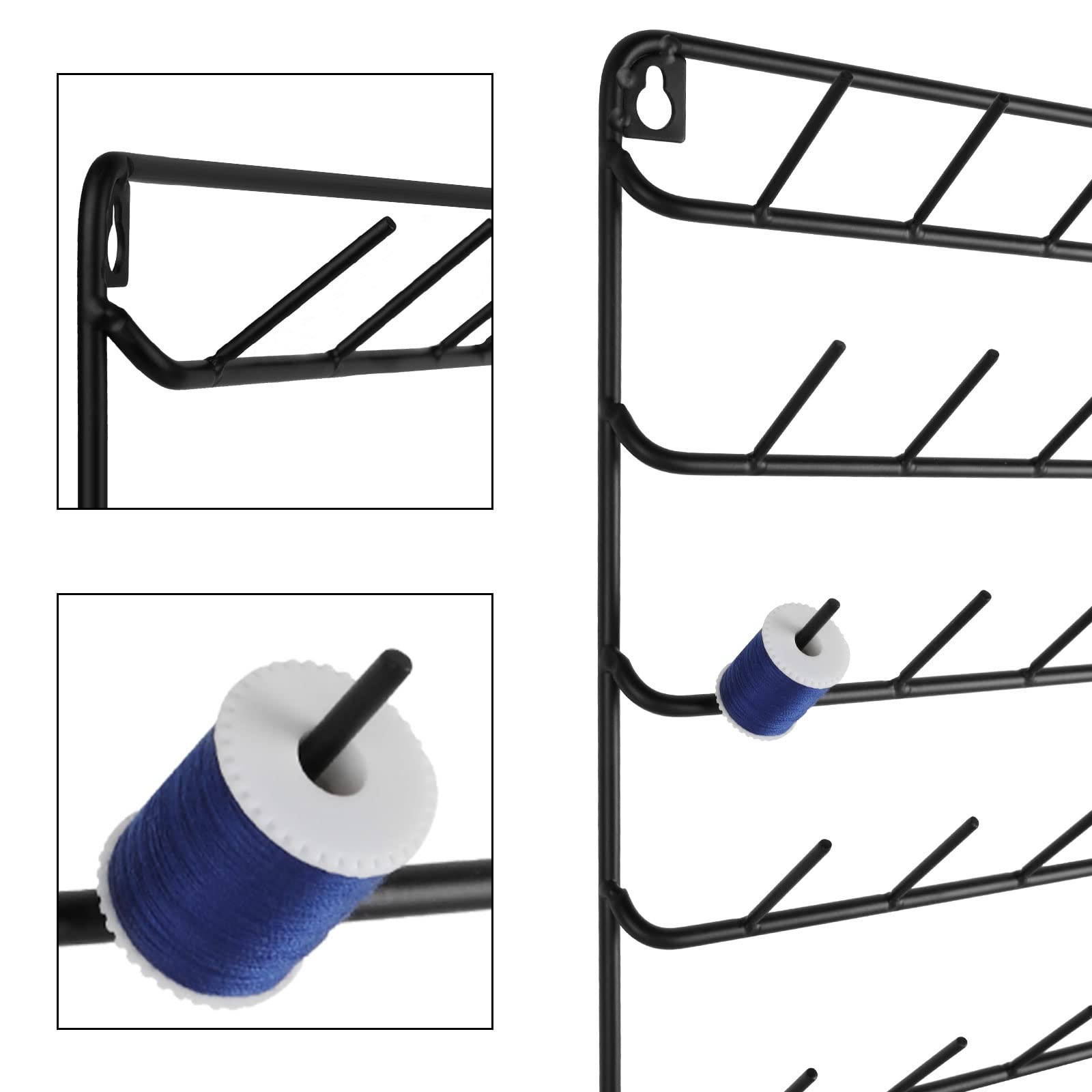 YBING Thread Holder Wall 2 Pack 54 Spools Rack Mount Large, black