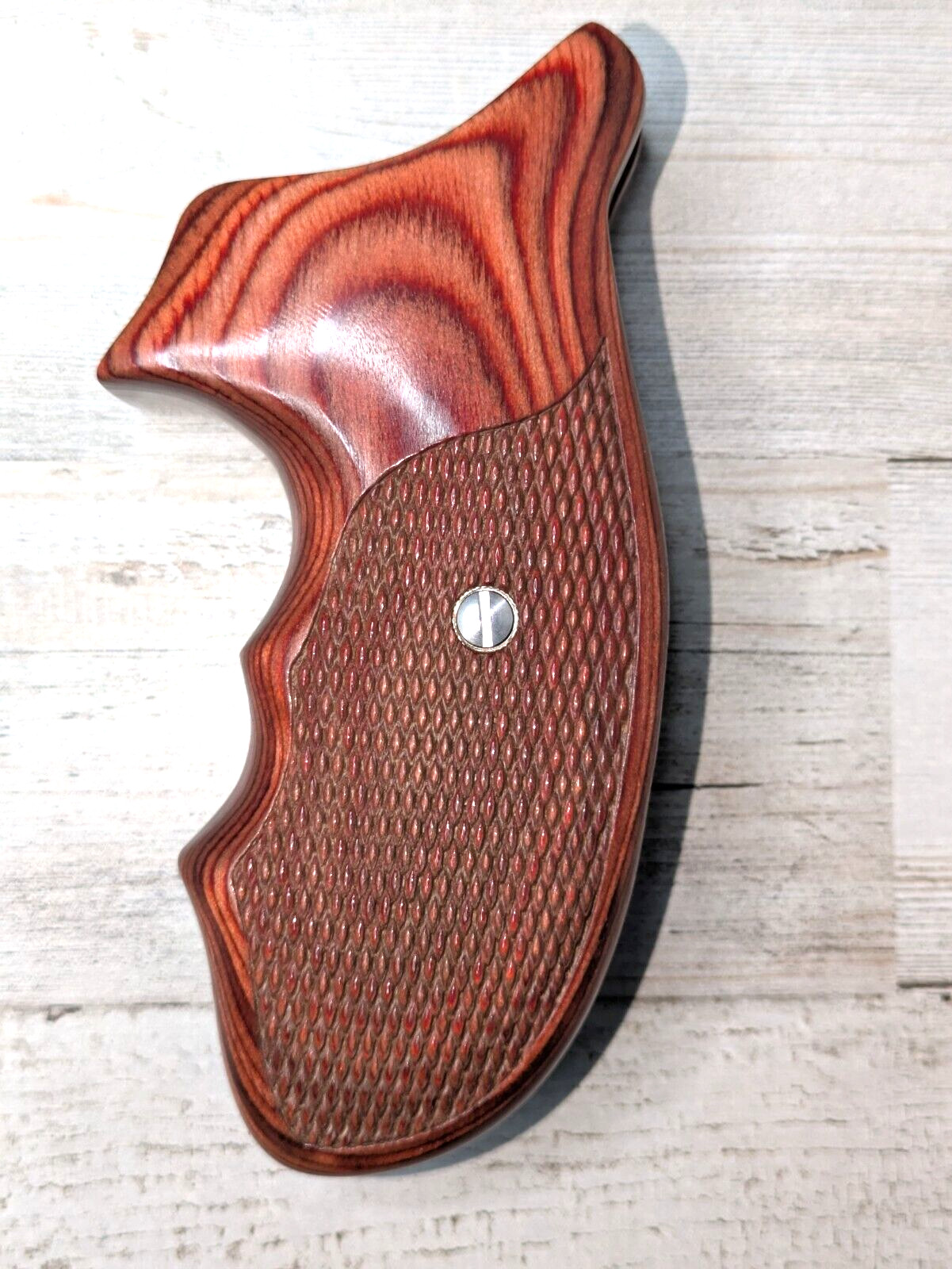 KIMBER K6s DASA GRIPS Rosewood Checkered Combat Grip Finger Grooves Extended