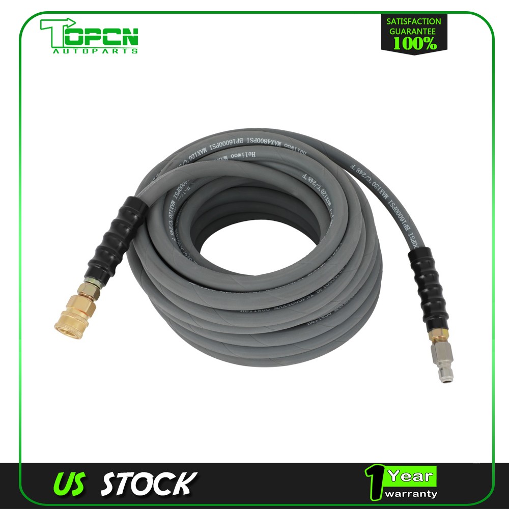 100ft 4800PSI High Pressure Power Washer Hose-3/8" Quick Connect Gray W/Couplers