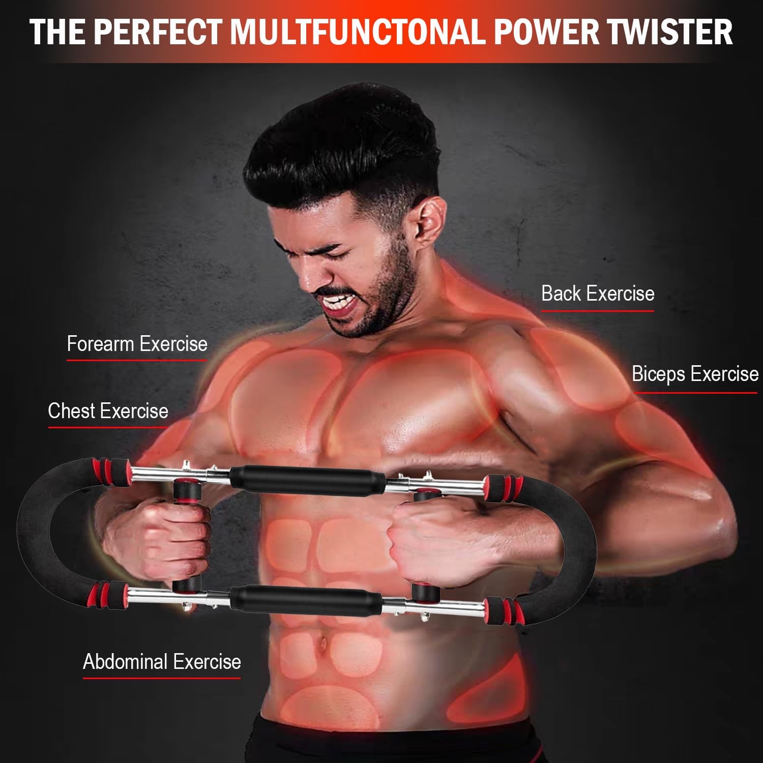 Latest-Gen Twister Arm Trainer, Adjustable Power Spring Workout Bar, Forearm ...