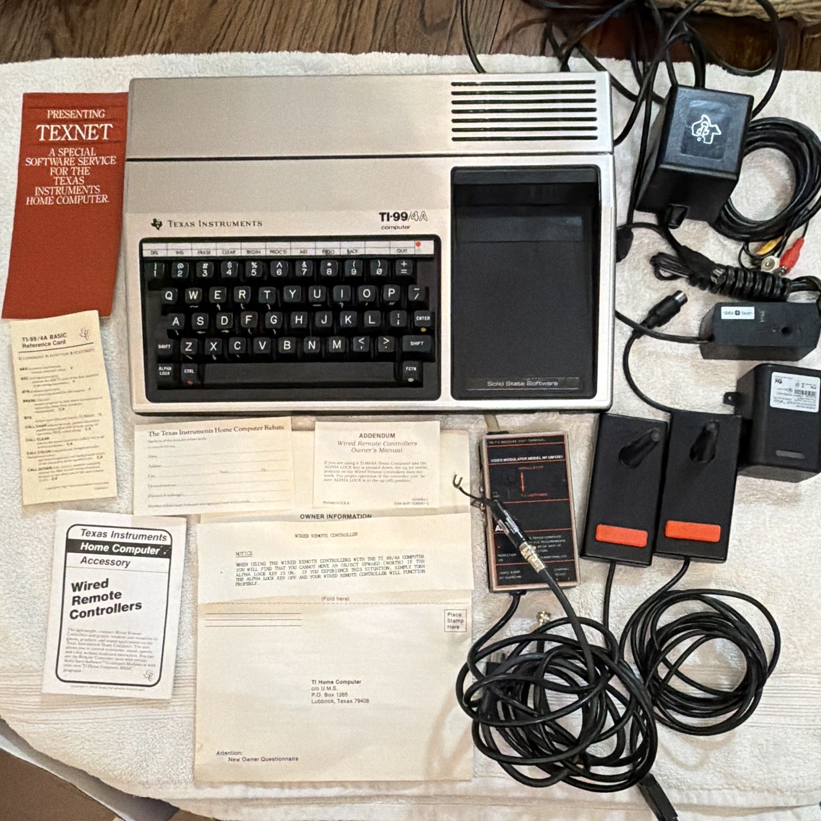 Texas Instruments TI-99/4A Home Computer w/ Manuals, Controllers & Modulator