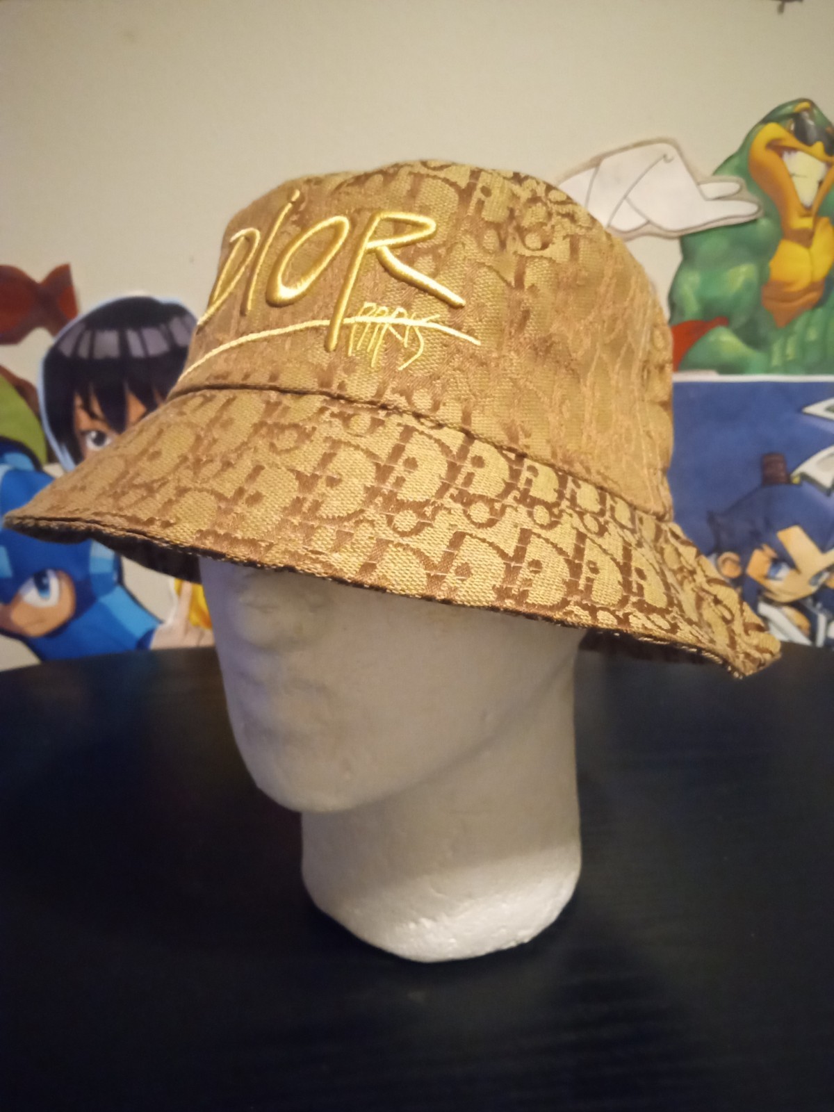Christian Dior Sandy Khaki Brown Bucket Hat Cap Velvet Monogram Logos Design