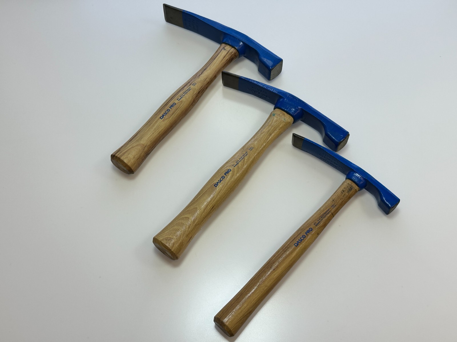 NOS Dasco Pro 3pc Brick Layers Hickory Handle Hammer Set Lot - 24oz, 18oz, 12oz