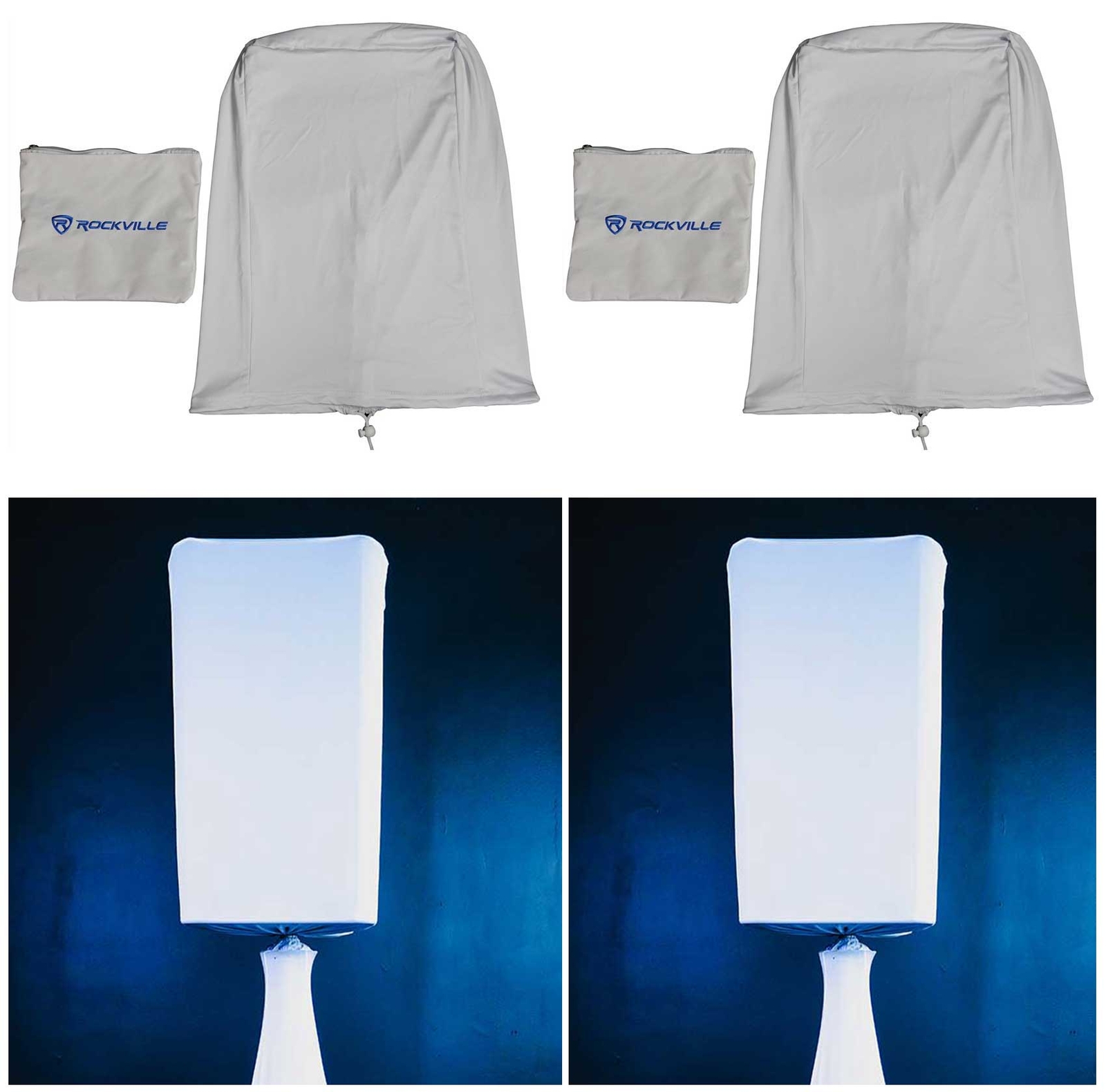 (2) Rockville RSC88W White 8" PA DJ Speaker Cover Scrims 4 Wedding Church Club