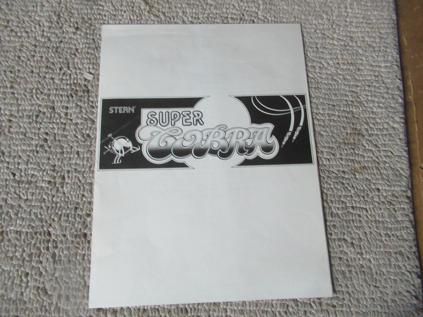 SUPER COBRA STERN NO SCHEMATICS  ARCADE GAME  MANUAL