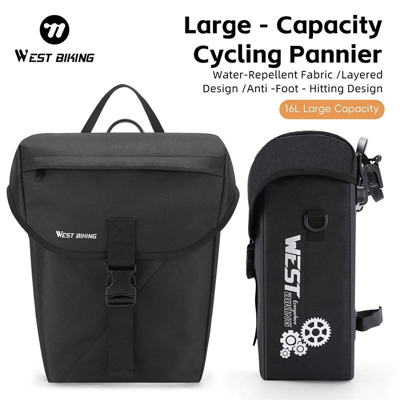 WEST BIKING Bike Single Pannier MTB Bicycle Rear Bag Luggage Trunk Bag 16L 1PCS