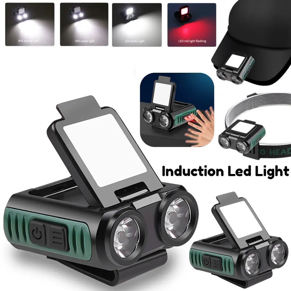 Headlamp Sensor Led Cob Usb Rechargeable Head Flashlight Built-in Battery New