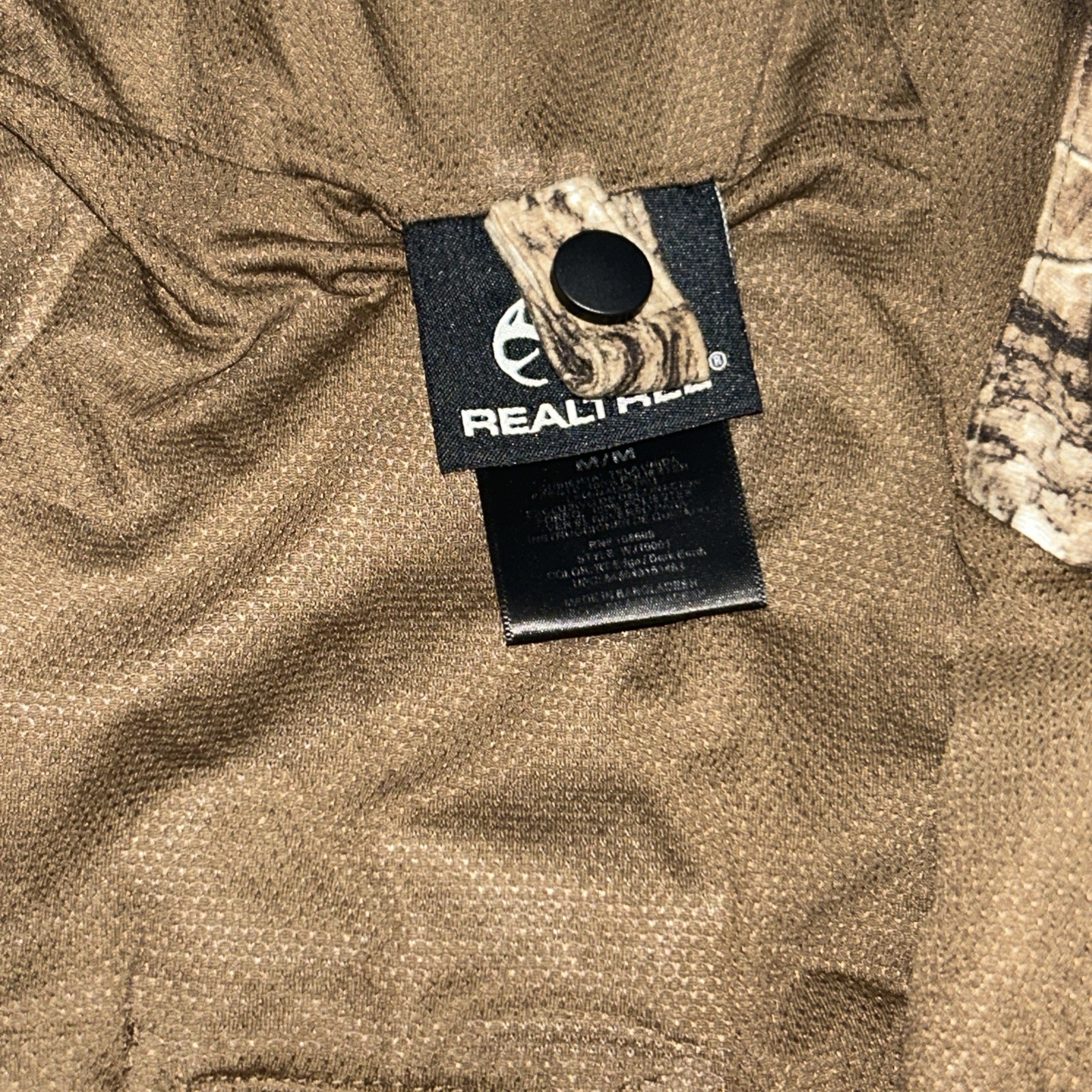 Real Tree Men’s Jacket Scent Factor Camo Size Medium Full Zip Pockets