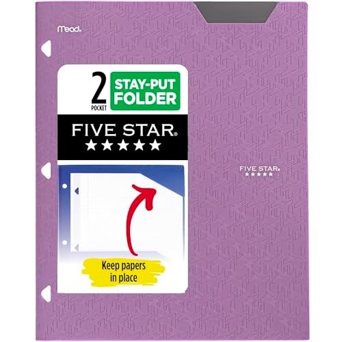 2-Pocket Folder, Plastic Folder with Stay-Put Tabs, Fits 3-Ring Binder, Holds...