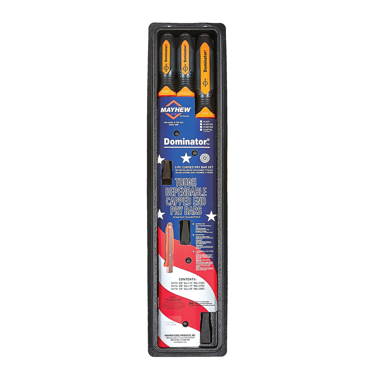 Mayhew Tools 14071OR 3-Piece Curved Pry Bar Dominator in Orange
