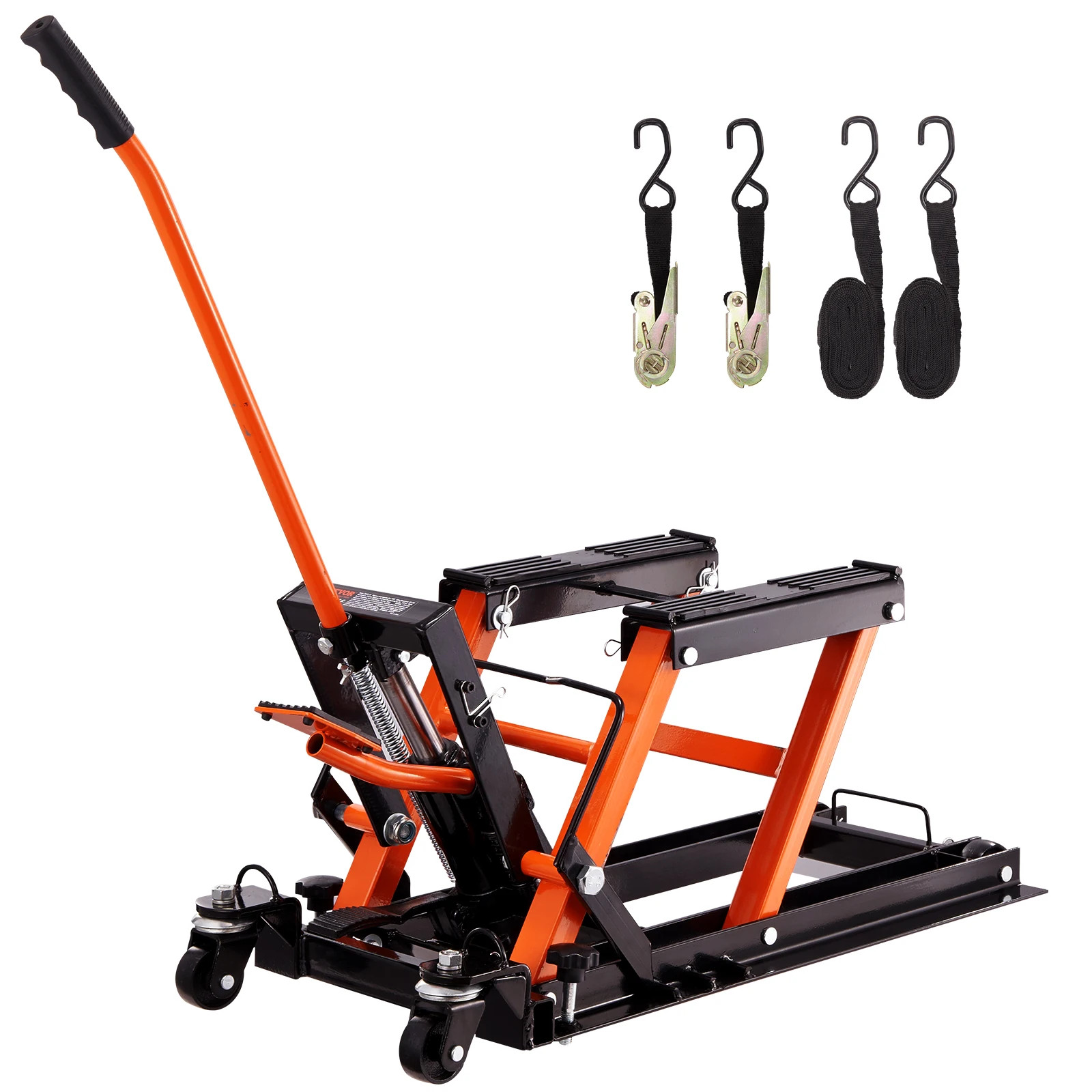 1500lb Motorcycle Lift Jack ATV Scissor Lift Stand Hydraulic w/ Wheels