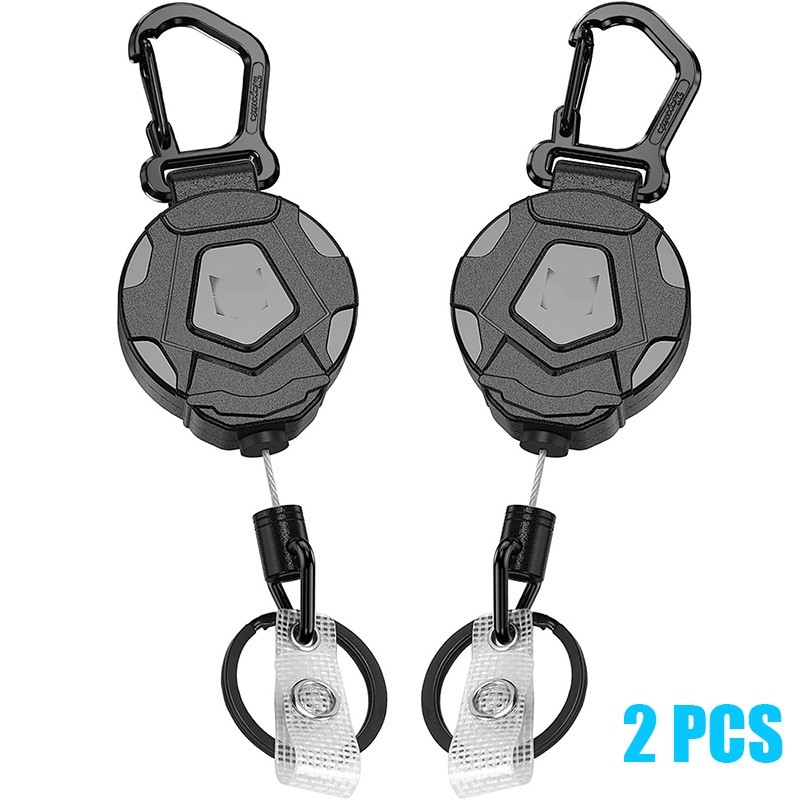 2-Pack - Heavy Duty Retractable Carabiner Keychain / ID Badge Holder 23'' Cord