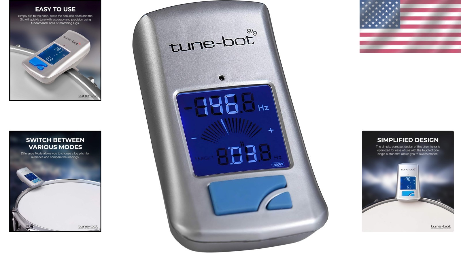 Digital Drum Tuner with Two Modes and Overtones Filter - Tune Your Kit Easily