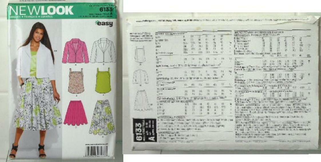 Simplicity New Look pattern 6133 Circle Skirt Tank top & Jacket Misses Sz 8-18