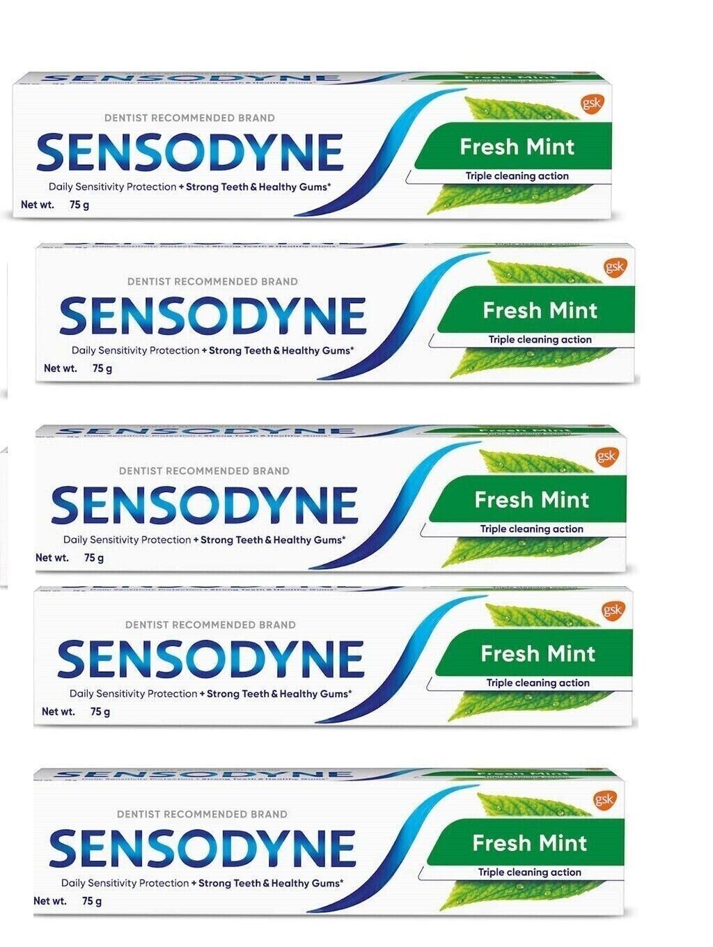 Sensodyne Toothpaste Fresh Mint daily sensitivity protection (5X75G) FREE SHIP