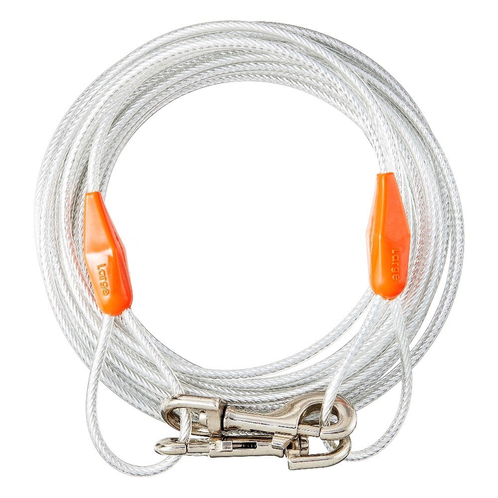 40FT Heavy-Duty Reflective Dog Tie Out Cable with Vinyl Coating for Large Dogs