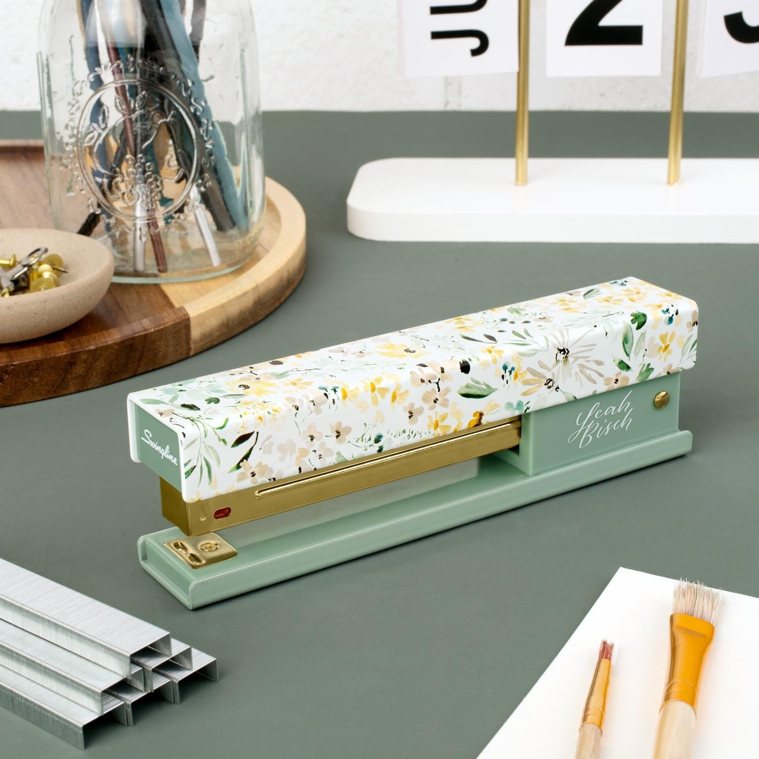 Stapler by Leah Bisch, 20 Sheet Capacity, Full Strip, Wildflowers, Colorful F...