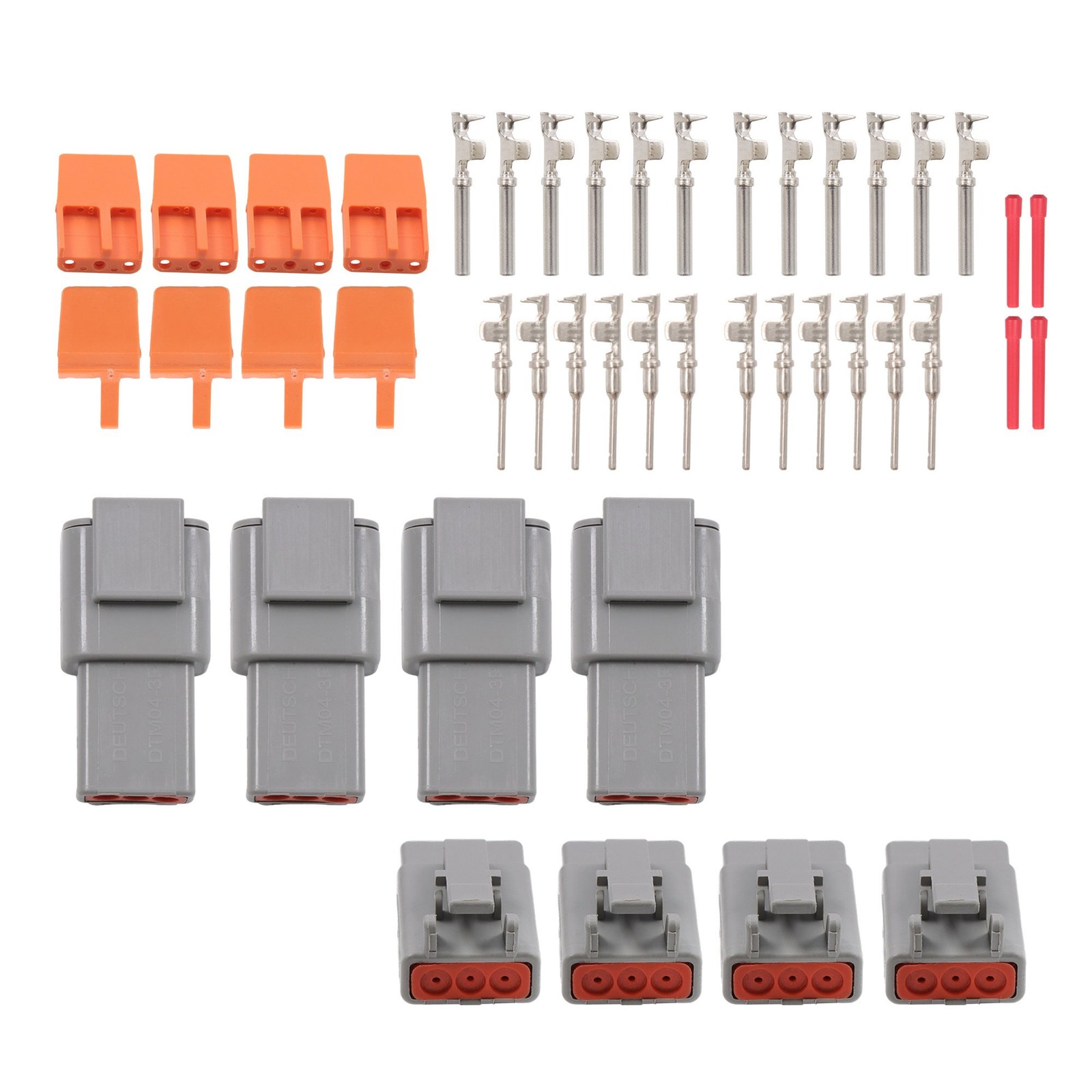 4 Kits DTM 3 Pin Waterproof Electrical Connectors, Suitable for 20-22AWG
