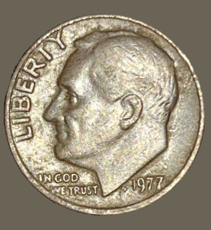 1977 Roosevelt no clad layer brown penny color