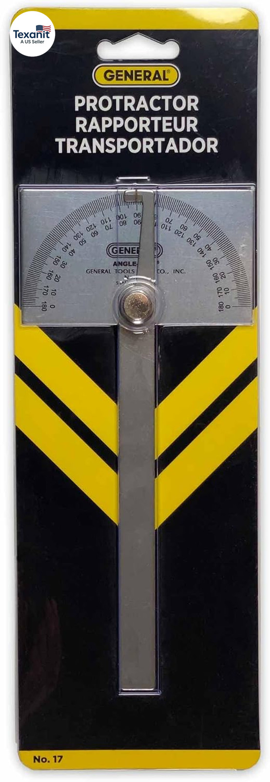 Angle Protractor #17 Stainless Steel Square Head - Measuring Tool for Carpenters