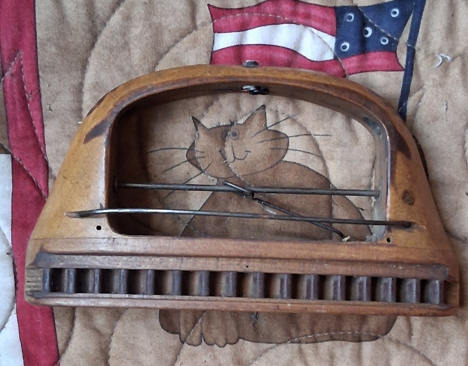 2 vintage weaving loom shuttles