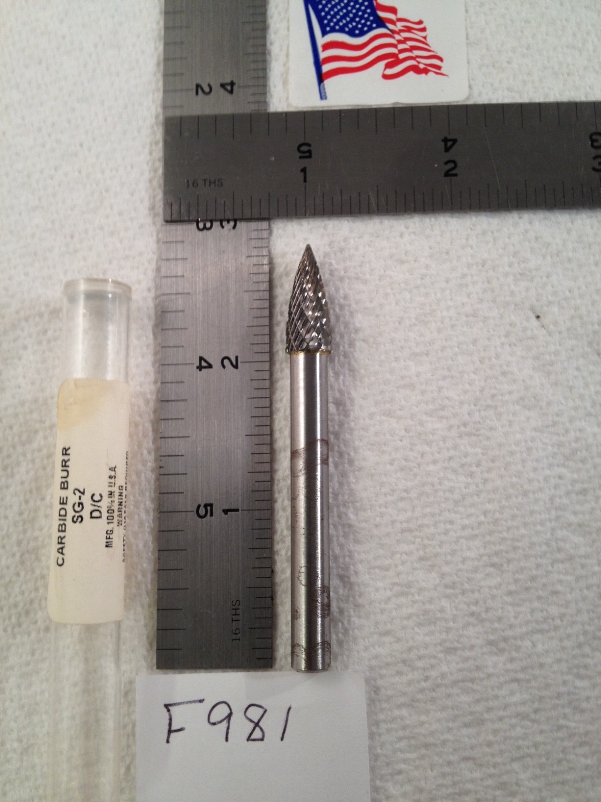 1 NEW HTC 1/4" SHANK CARBIDE BURR SG-2 DOUBLE CUT. TREE POINT (F981)