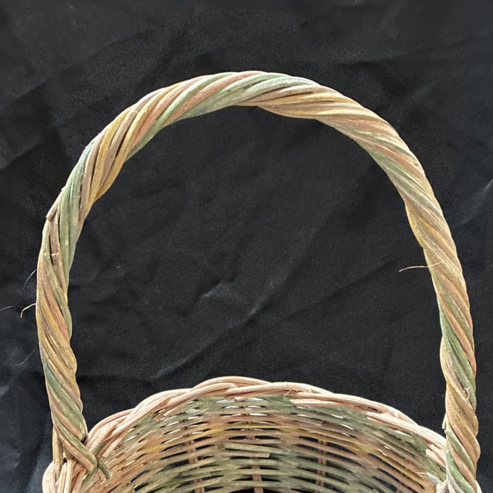 Wicker Multicolor Handmade Storage Basket Country Style With Handle Round EASTER