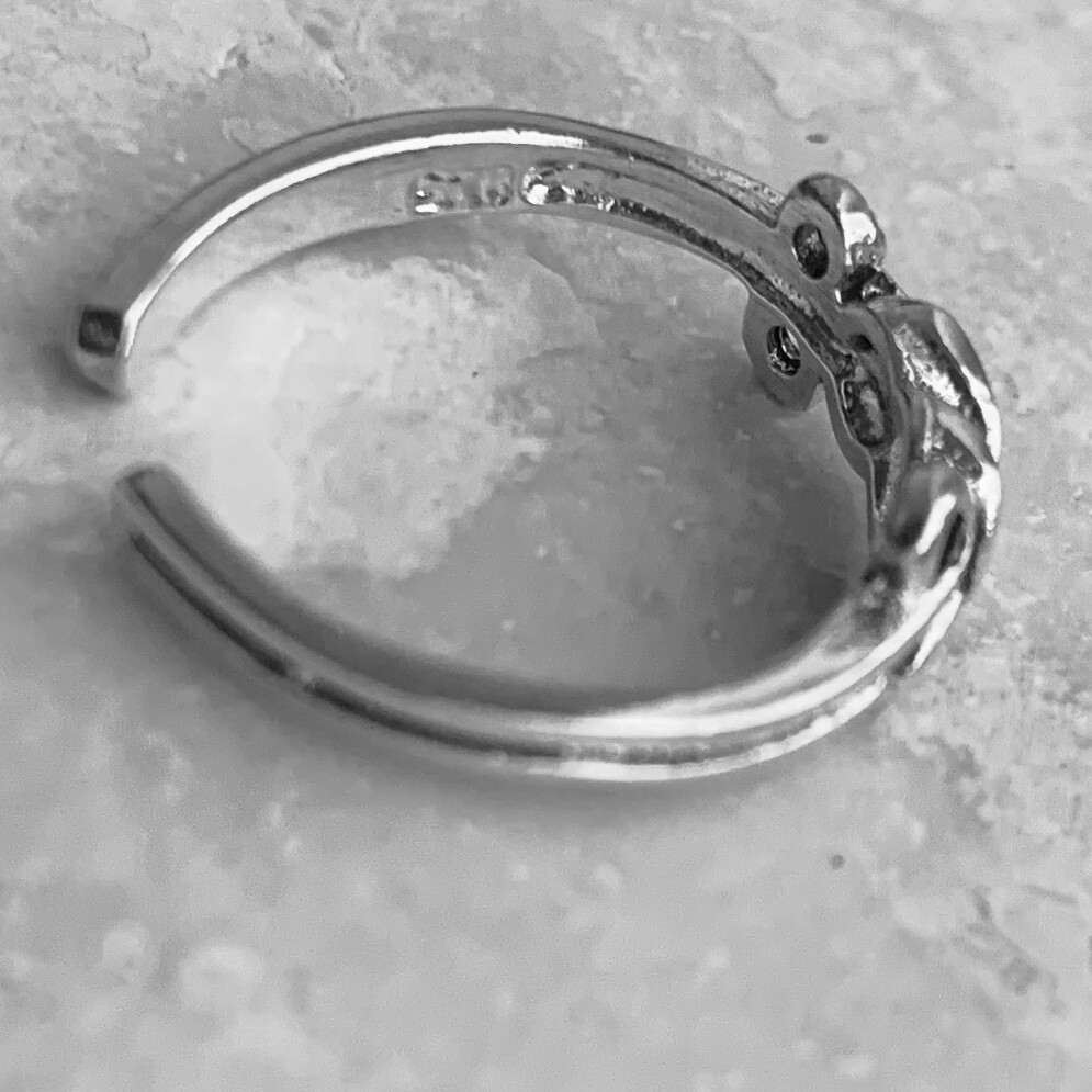Sterling Silver Long Knot Toe Ring, Silver Ring, Love Ring