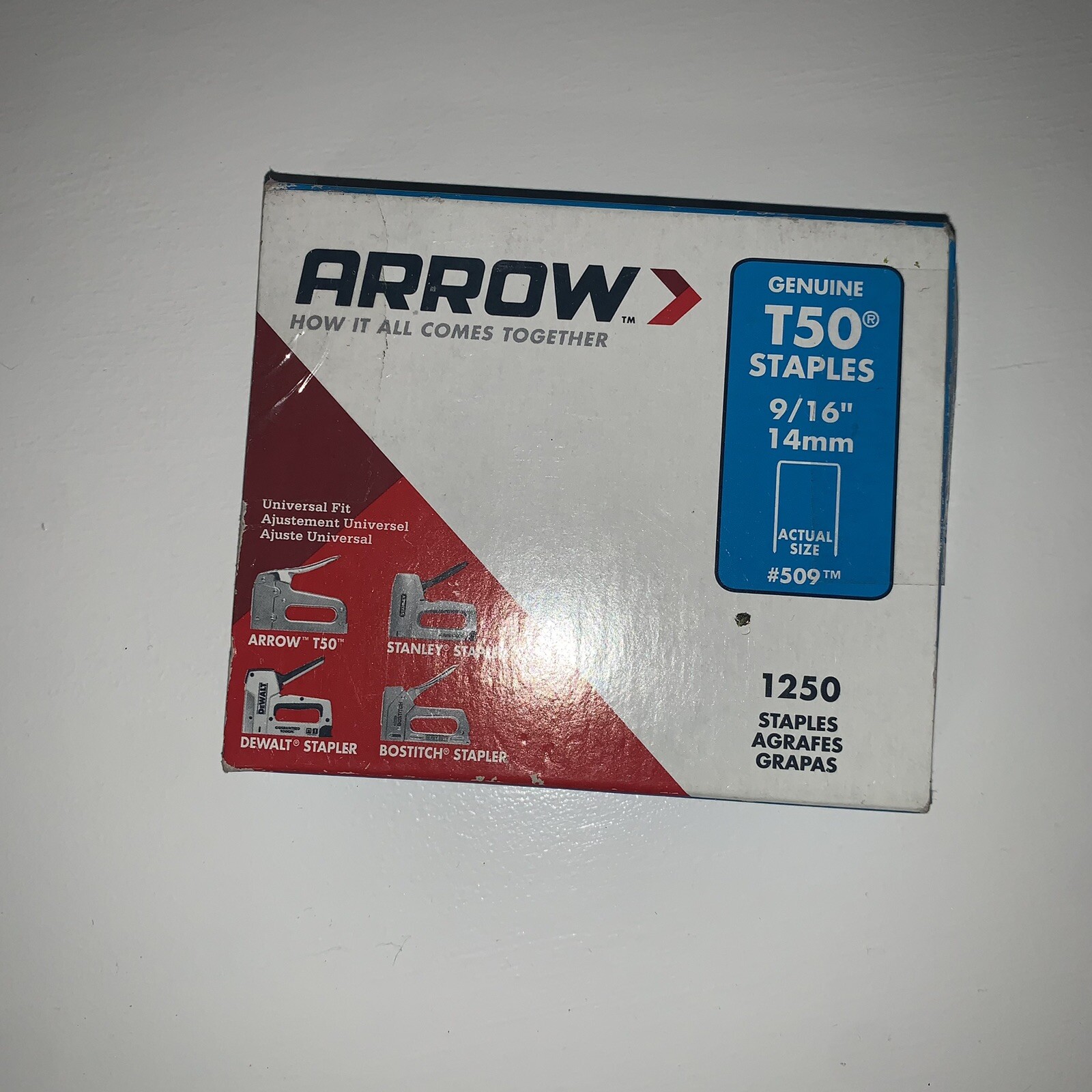 #509 Arrow Staples 9/16" 14mm For T50 Manual & Electric Staples Guns Box of 1250