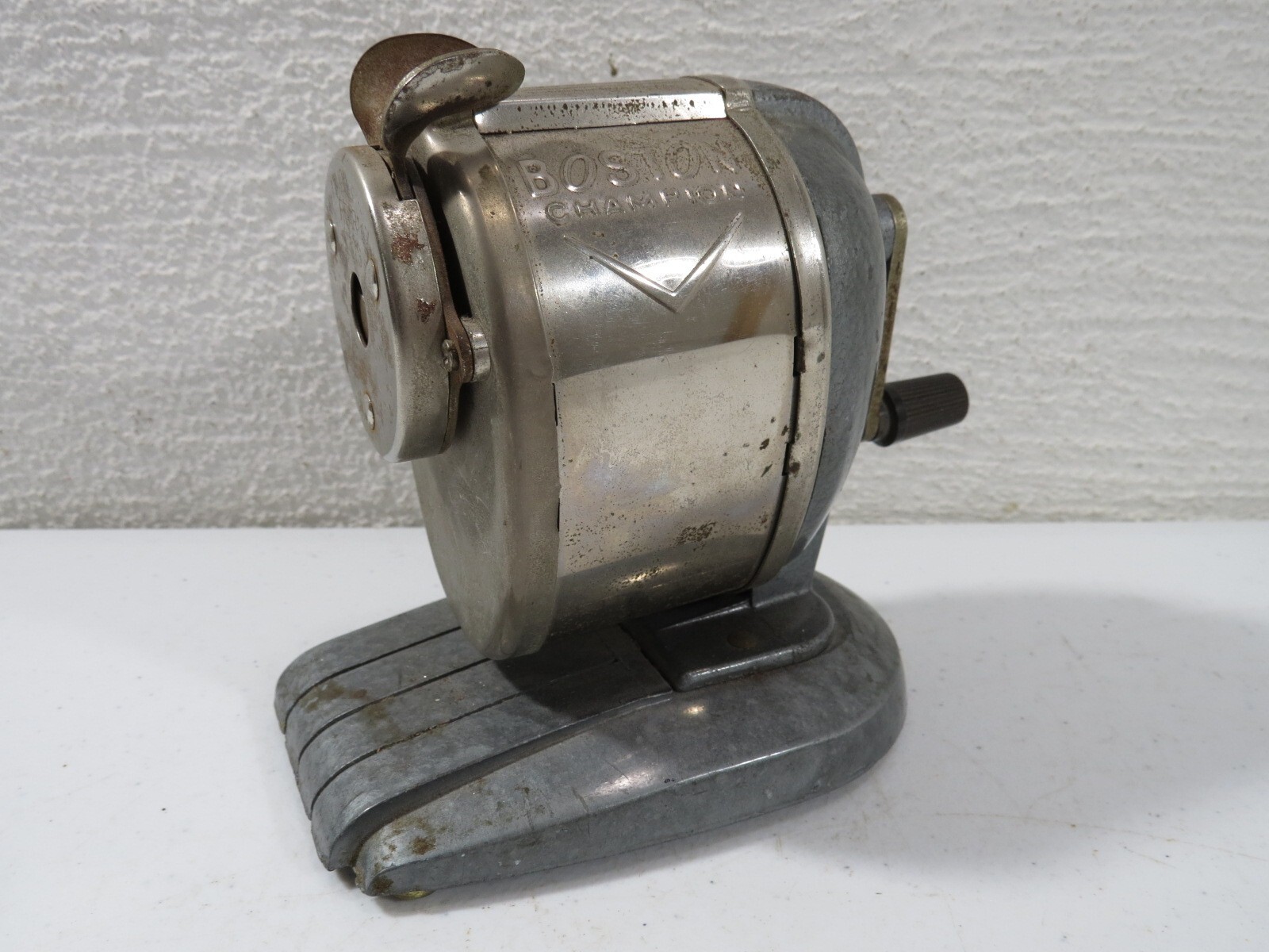 Vintage Boston Champion Pencil Sharpener Desktop Pinch Feed Hand Crank